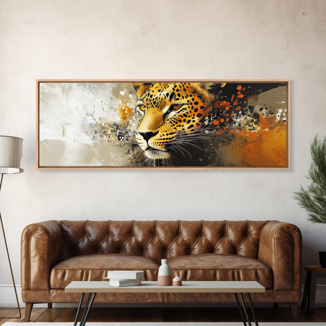 Bold Leopard Framed Canvas Print - Vibrant Wildcat Painting, Moody Jungle Art, Safari Wall Decor, Animal Gift Idea For Her, Bedroom Art