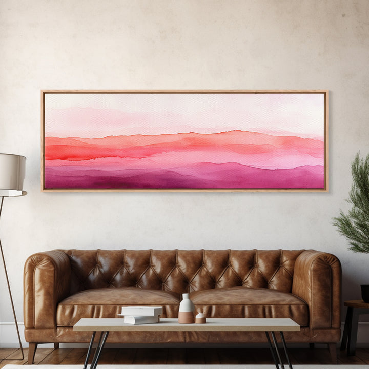 Horizontal Canvas Print Abstract Pink Landscape Extra Wide Moody Art Minimalist Wabi Sabi Bedroom Wall Decor Living Room Pastel