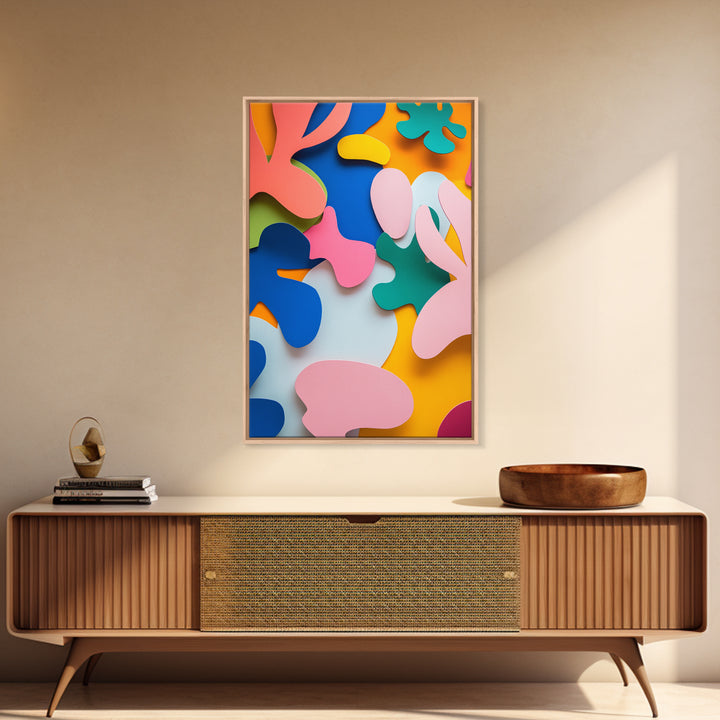 Bold Abstract Organic Shapes Canvas Print, Contemporary Chinoiserie Wall Art, Vibrant Boho and Minimalist Design for Modern Spaces