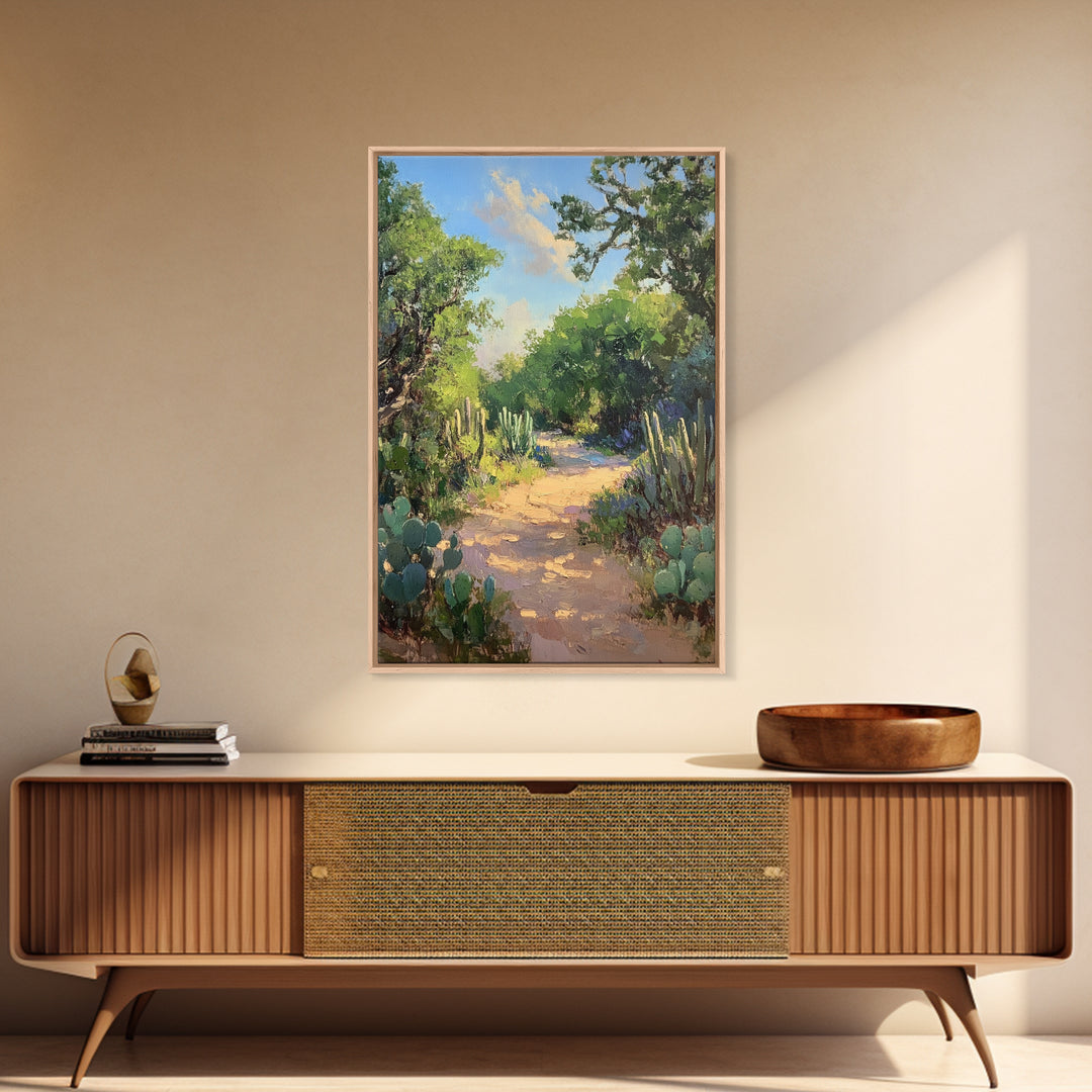 Serene GardenPath Canvas Print Southwest Wall Art Rustic Decor Above Bed Art Farmhouse Wall Art Gift Idea Landscape Painting