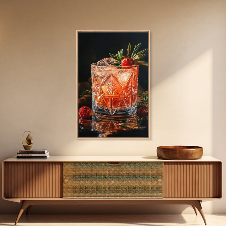 Cranberry Cocktail Canvas Print | Food Review Kitchen Art | Espresso Martini Wall Art | Rustic Kitchen Bar Decor Gift Idea Artwork