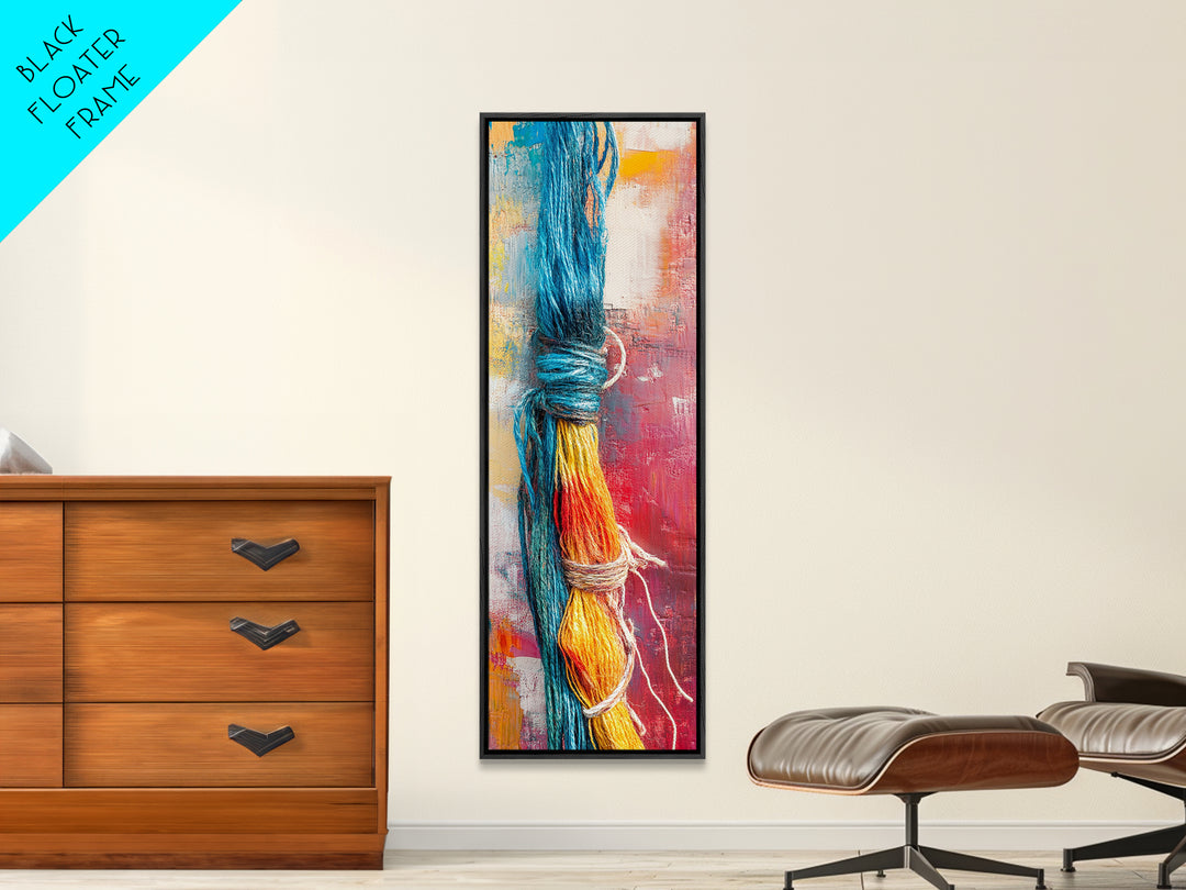 Abstract Yarn, geometric wall art, colorful painting, textured art, boho art, pink orange wall art, Canvas Print