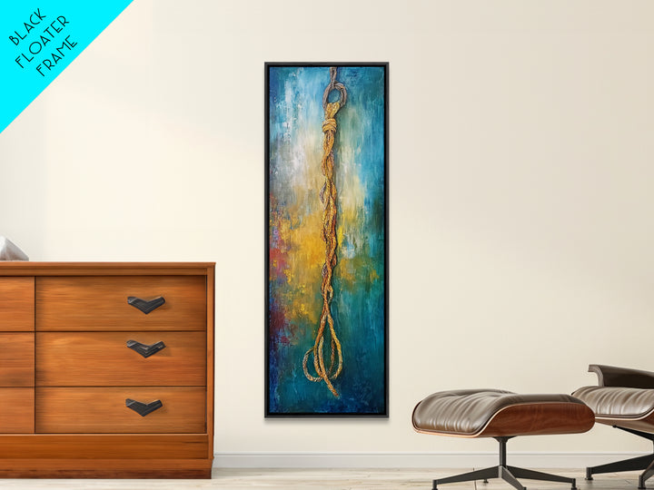 Nautical Rope, Coastal Decor, Rustic Wall Art, Nautical Painting, Wabi Sabi Art, Framed Canvas Print, Bedroom Art, Gift Idea