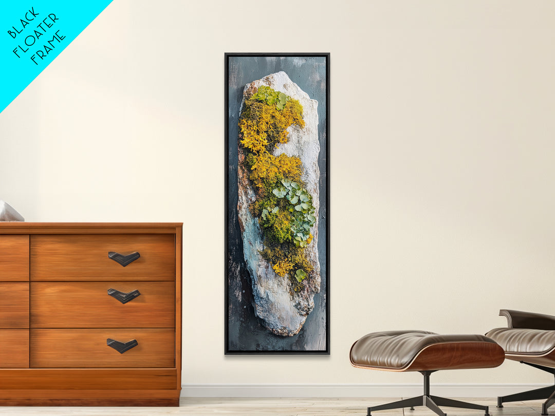 Botanical Art, Framed Canvas Print, wabi sabi art, sage green wall art, whimsical art, minimalist art, long narrow wall art, rustic decor