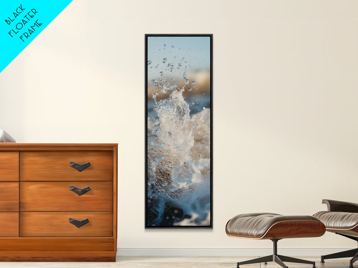 Ocean Splash, nautical wall art, seascape painting, surf wall art, blue and green wall art, coastal decor, Framed Canvas Print