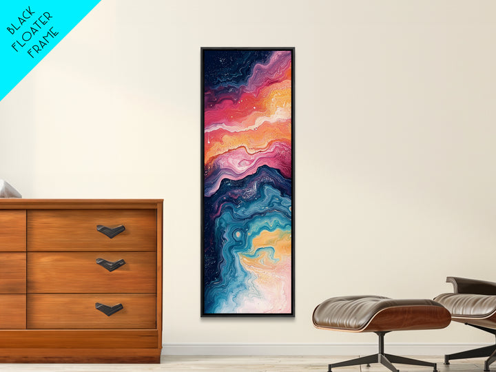 Cosmic Waves, abstract painting, sacred geometry wall art, pink orange wall art, modern home decor, Framed Canvas Print