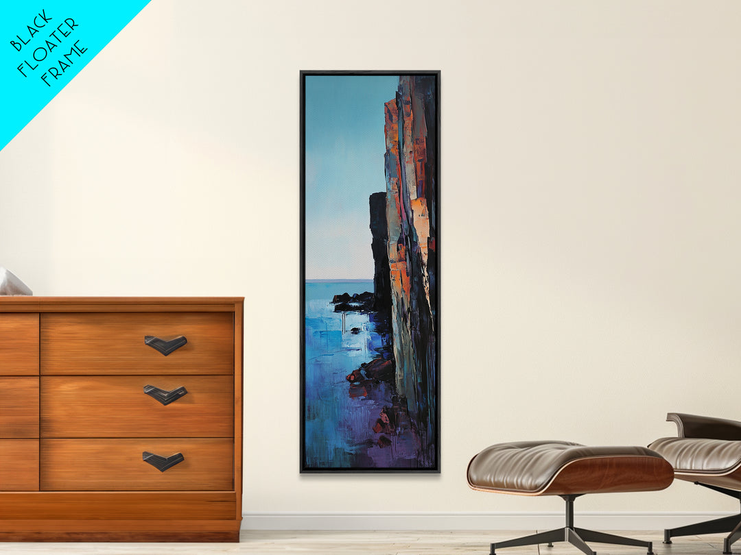 Cliffside, Ocean Horizon, Ireland Painting, Coastal Wall Art, Landscape Painting, Nautical Decor, Framed Canvas Print, Living Room Art