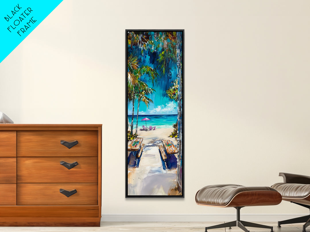 Beach Pathway, coastal wall art, tropical painting, ocean painting, palm tree painting, coastal decor, nautical painting, Canvas Print