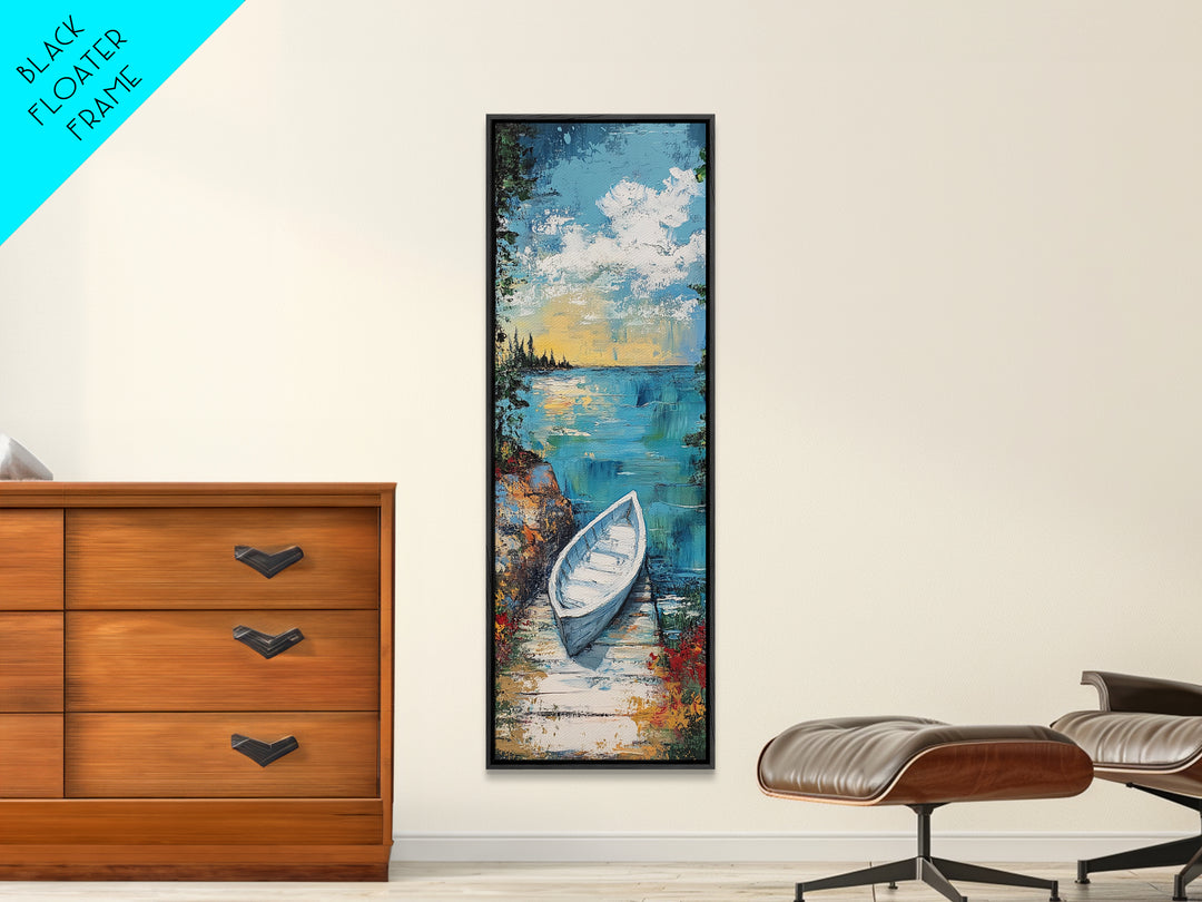 Rowboat painting, lake Tahoe art, fisherman painting, rustic wall art, nautical painting, coastal landscape art, canvas print