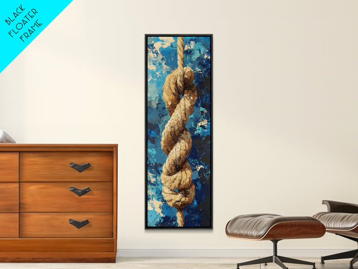 Nautical Rope, Blue Abstract, Textured Art, Framed Canvas Print, nautical decor, coastal wall art, rustic art, wabi sabi art