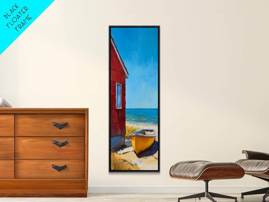 Beach house, Nantucket painting, coastal landscape art, framed canvas print, nautical decor, seascape painting, farmhouse art