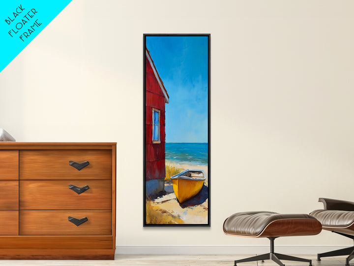 Beach house, Nantucket painting, coastal landscape art, framed canvas print, nautical decor, seascape painting, farmhouse art