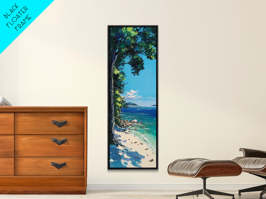Coastal Landscape Art, Nautical Wall Art, Beach House Decor, Palm Tree Painting, Seascape Painting, Framed Canvas Print