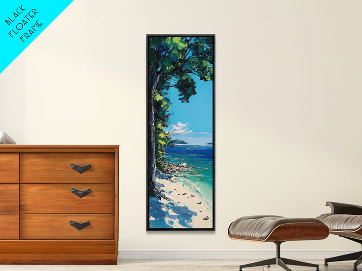 Coastal Landscape Art, Nautical Wall Art, Beach House Decor, Palm Tree Painting, Seascape Painting, Framed Canvas Print