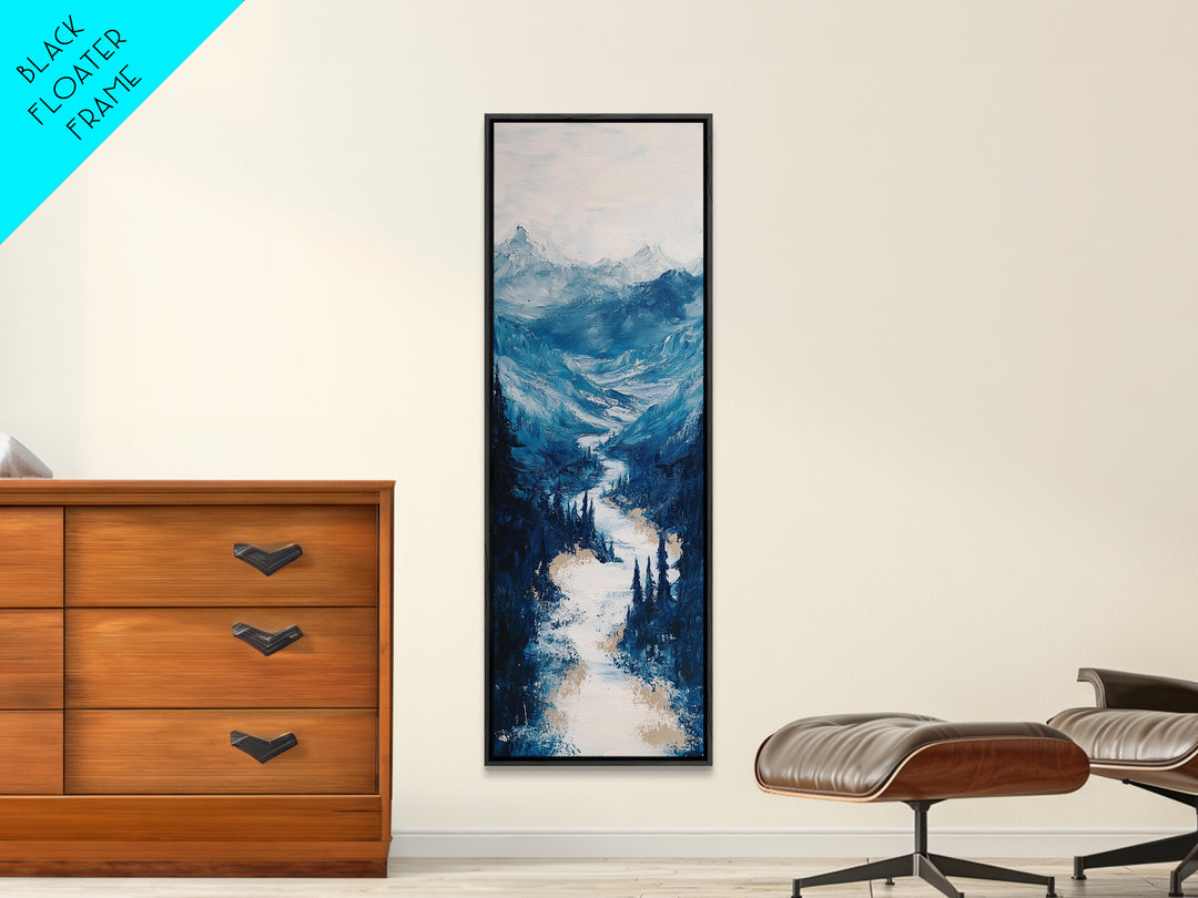 Blue Mountains, mountain painting, landscape painting, extra wide art, panoramic art, minimalist art, Canvas Print