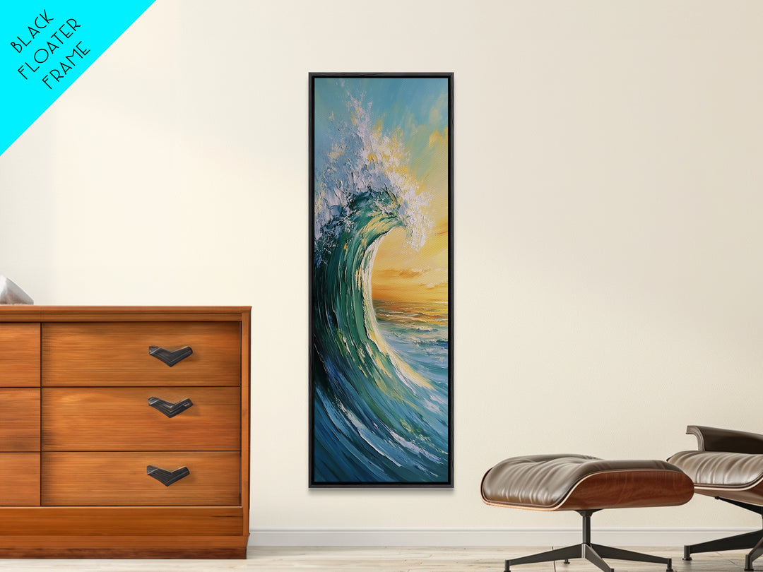 Ocean Wave, Seascape Painting, Framed Canvas Print, Coastal Landscape Art, Nautical Decor, Blue and Green Wall Art