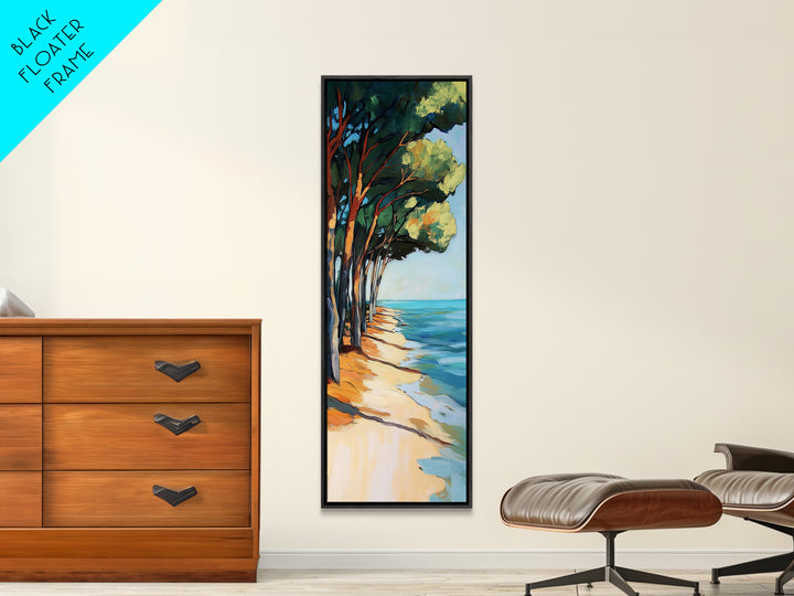 Beach Pines, coastal cowgirl wall art, coastal decor, nautical painting, ocean painting, framed canvas print, seascape painting