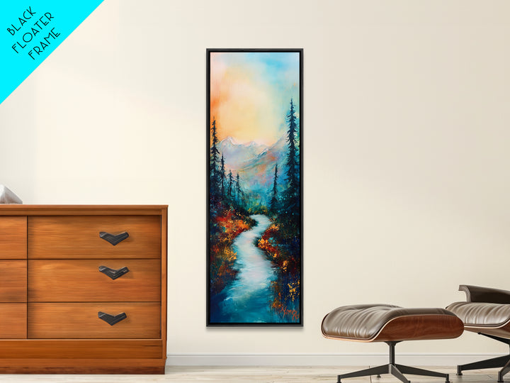 Autumn River, mountain painting, pine tree art, framed canvas print, landscape painting, rustic wall art, above couch art, fall decor