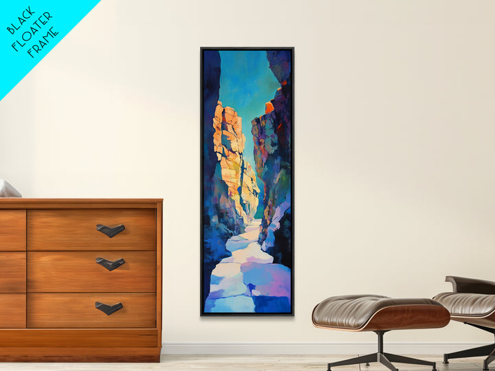 Rocky Canyon, desert landscape, southwest wall art, Joshua tree art, moody art, framed canvas print, extra wide art, vertical wall art