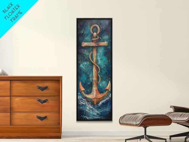 Anchor, Nautical Decor, Framed Canvas Print, nautical wall art, coastal decor, maritime art, rustic wall art, beach house decor, gift idea