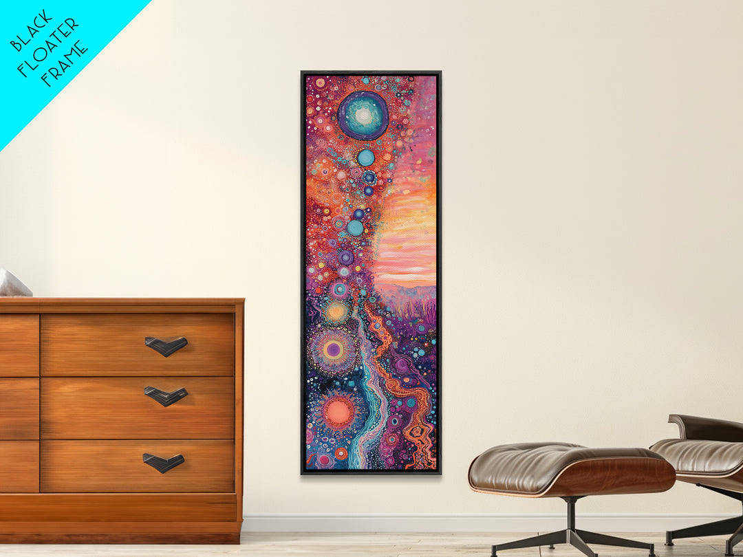 Cosmic Swirls, sacred geometry wall art, pink abstract art, brain art, therapy art, pink orange wall art, vertical wall art, canvas print