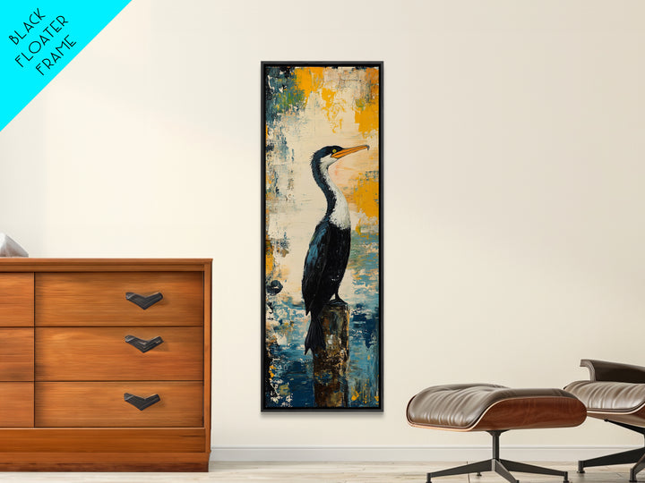 Abstract Bird Art, Coastal Wall Art, Nautical Decor, Bird Art Print, Framed Canvas Print, Rustic Wall Art,  Vertical Wall Art