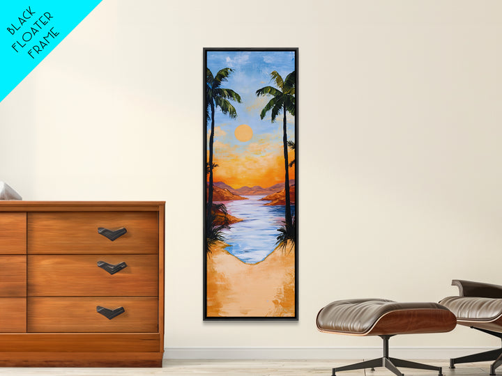 Tropical Sunset, palm tree painting, coastal decor, Hawaii art, nautical painting, framed canvas print,  coastal landscape art