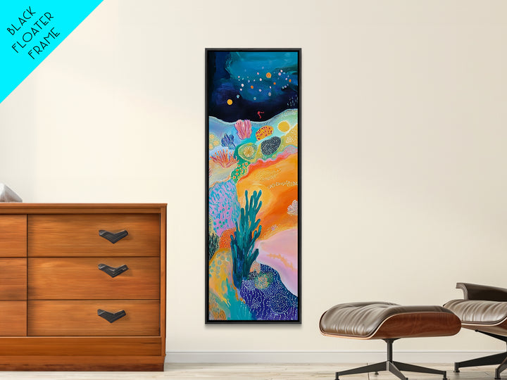 Vibrant Ocean, coastal decor, tropical wall art, octopus art, colorful beach painting, framed canvas print, nautical painting