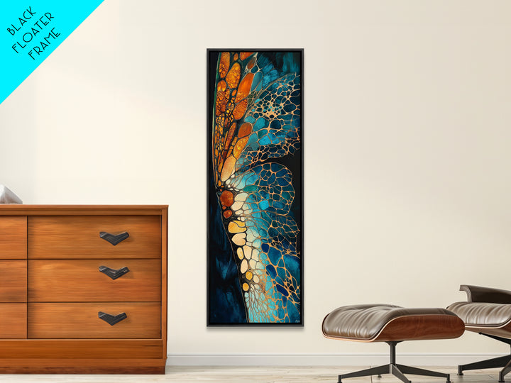 Butterfly wing, mosaic wall art, teal wall art, gemstone painting, sacred geometry wall art, framed canvas print, boho art