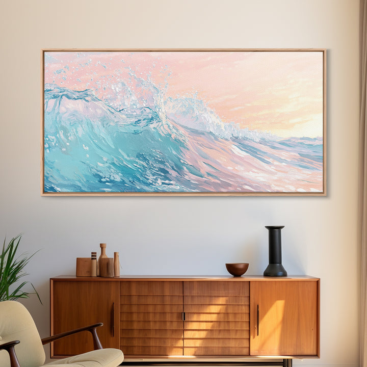 Ocean Wave Painting, Coastal Wall Art, Surf Wall Art, Nautical Decor, Framed Canvas Print, Seascape Painting, Extra Wide Art