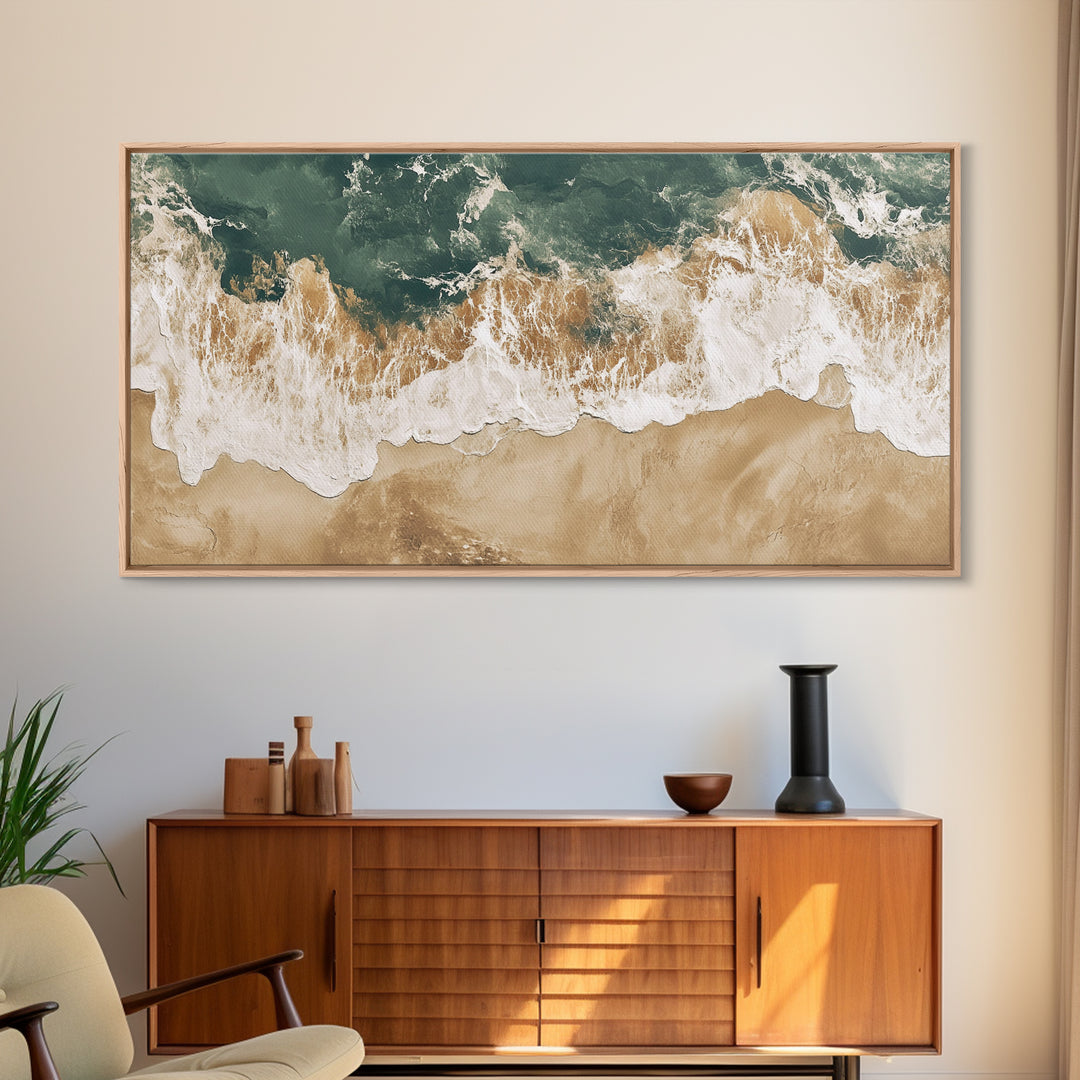 Ocean Wave Print, Nautical Wall Art, Beach House Art, Framed Canvas Print, Horizontal Wall Art, Living Room Art, Surf Wall Art