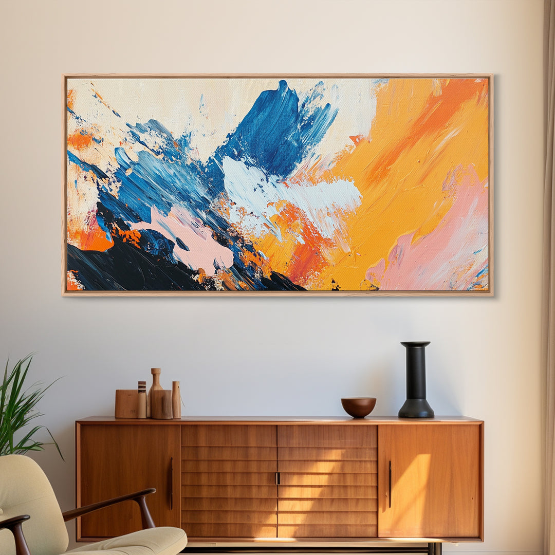 Abstract Splash, Pink Orange Wall Art, Canvas Print, Blue And Green Wall Art, Teal Wall Art, Light Pink Wall Art, Whimsical Art