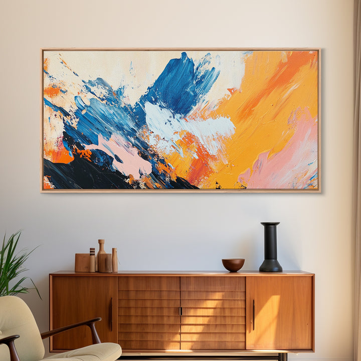 Abstract Splash, Pink Orange Wall Art, Canvas Print, Blue And Green Wall Art, Teal Wall Art, Light Pink Wall Art, Whimsical Art