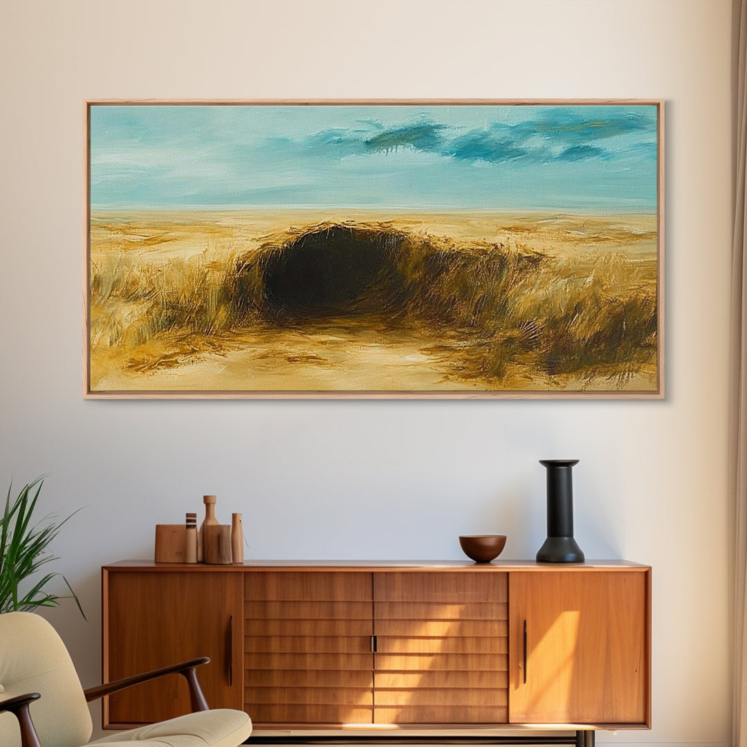 Desert Landscape, Ozymandias art, rustic wall art, above sofa art, extra wide art, panoramic painting, Canvas Print