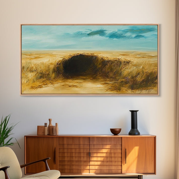 Desert Landscape, Ozymandias art, rustic wall art, above sofa art, extra wide art, panoramic painting, Canvas Print