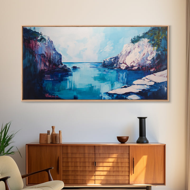 Ocean Cliffs, Seascape Painting, Nautical Decor, Coastal Landscape Art, Above Couch Art, Bedroom Art, Canvas Print, Gift Idea