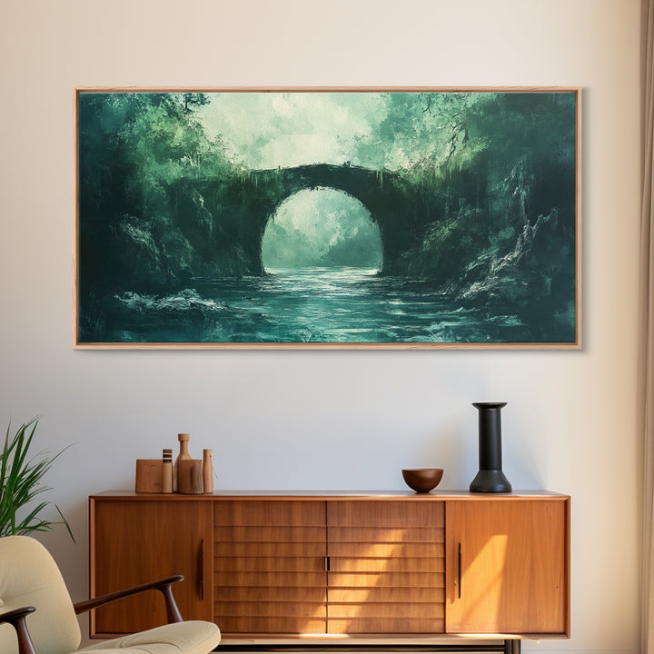 Dark Forest, Fantasy Art, Moody Art, Wabi Sabi Art, Extra Wide Art, Landscape Painting, Framed Canvas Print, Above Bed Wall Art
