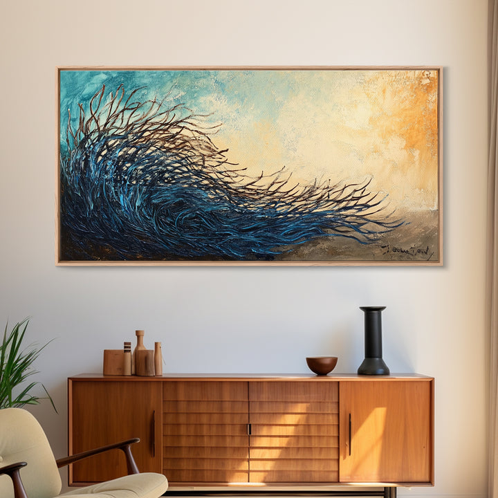 Abstract Wind, Canvas Print, wabi sabi art, moody art, extra wide painting, contemporary abstract, panoramic wall art