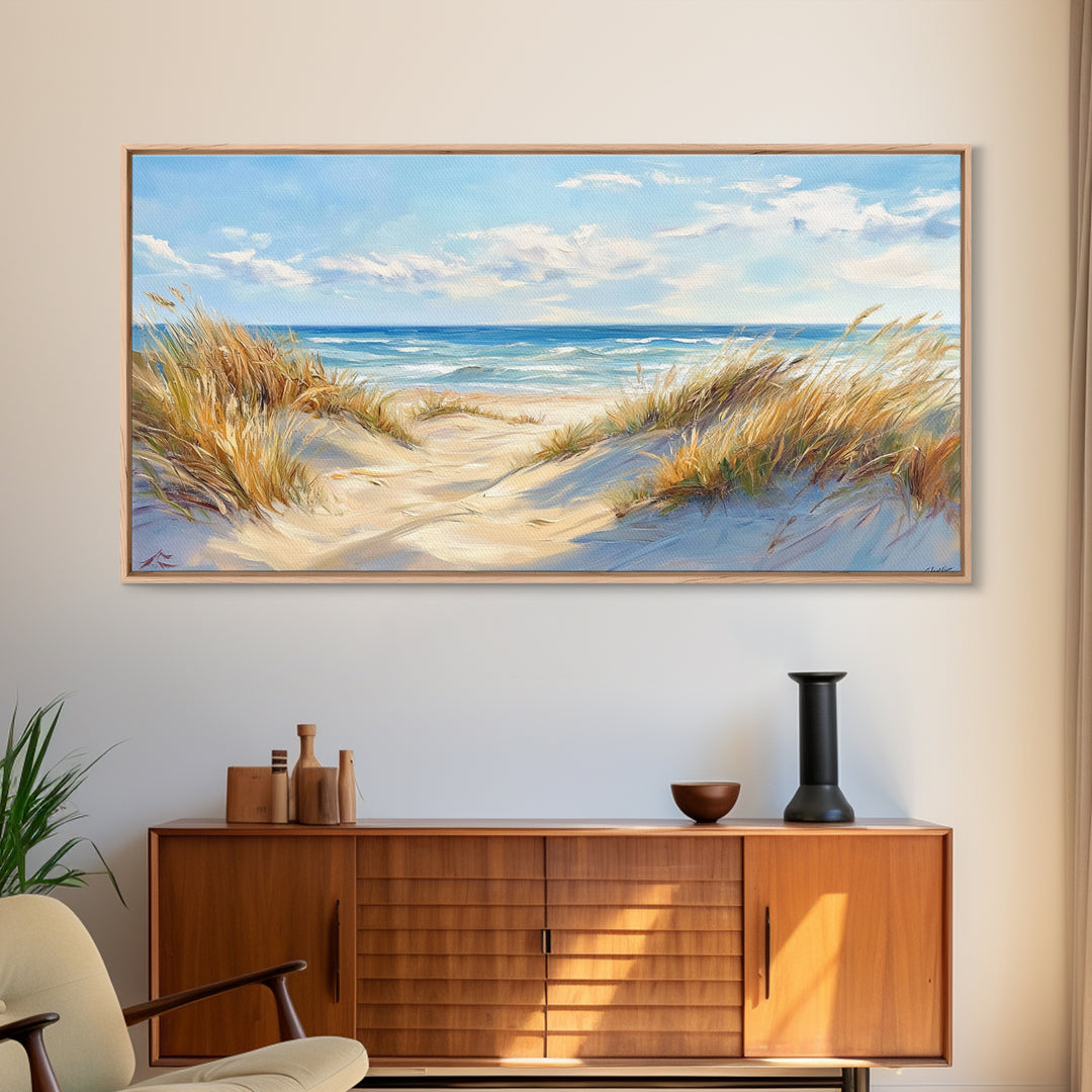 Beach Dunes, Coastal Painting, Nautical Wall Art, Canvas Print, Seascape Painting, Coastal Decor, Above Bed Wall Art, Farmhouse Art