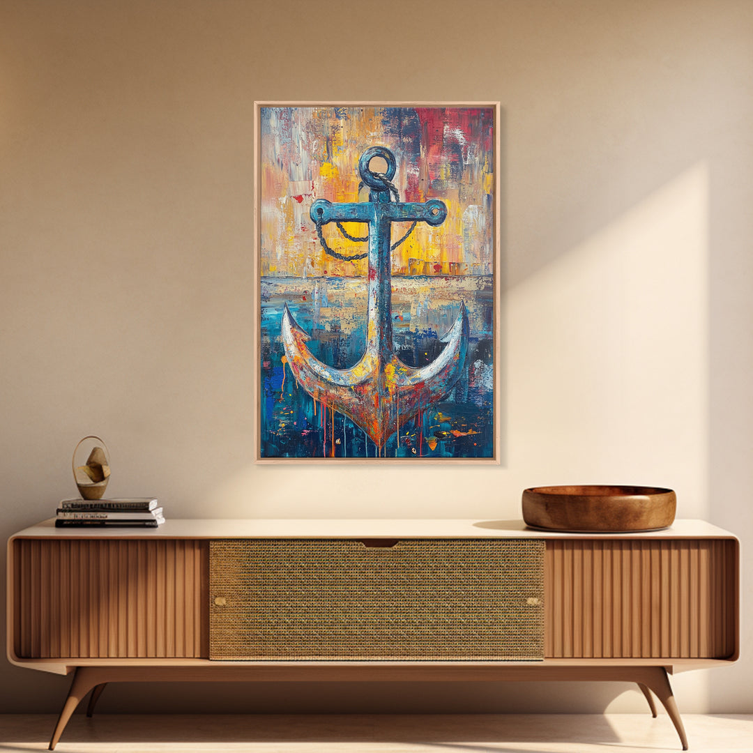 Nautical Anchor, Coastal Wall Art, Rustic Ocean Painting, Nautical Decor, Coastal Cowgirl Wall Art, Canvas Print, Gift Idea