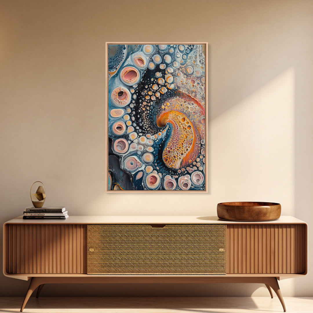 Abstract Swirl, Sacred Geometry Wall Art, Psychedelic Art, Science Art, Moody Art, Teal Wall Art, Canvas Print, Gift Idea