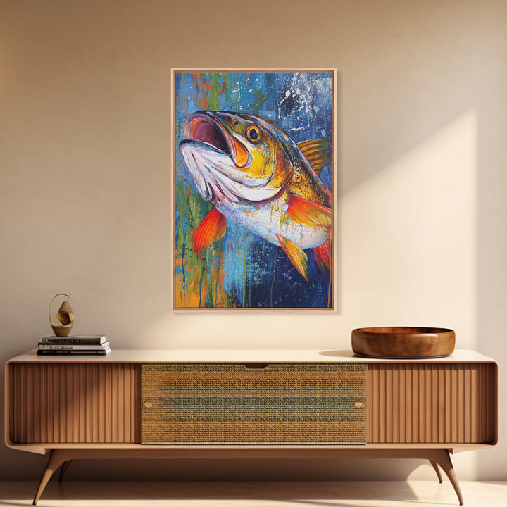 Trout Painting, Fly Fishing Art, Rustic Decor, Lake Tahoe Art, Nautical Wall Art, Coastal Decor, Framed Canvas Print, Gift Idea