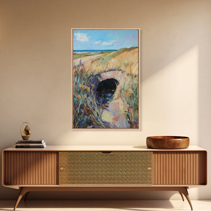 Coastal Landscape, Ireland painting, countryside decor, farmhouse art, blue and green wall art, framed canvas print, landscape painting