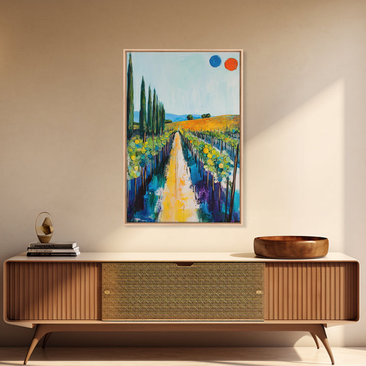 Vineyard Path, Tuscany painting, landscape painting, farmhouse art, rustic decor, above couch art, framed canvas print, wall art