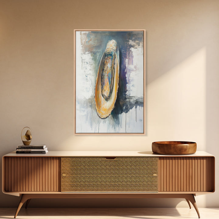 Abstract Oyster, oyster painting, oyster shell painting, coastal wall art, wabi sabi art, neutral wall art, canvas print, home decor