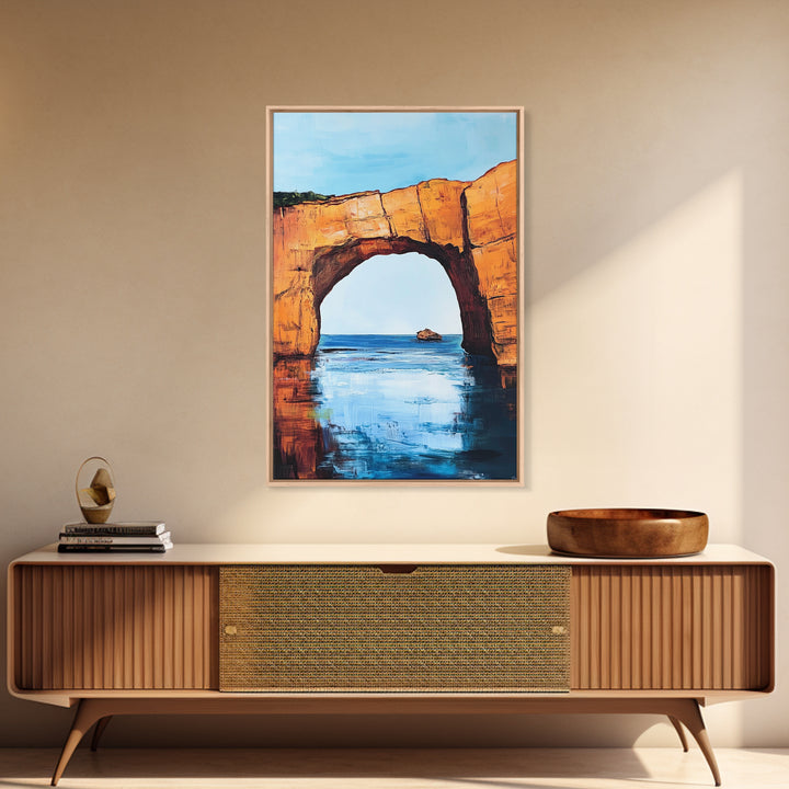 Ocean Arch, coastal painting, seascape painting, nautical decor, beach house art, extra wide art, framed canvas print, wall decor