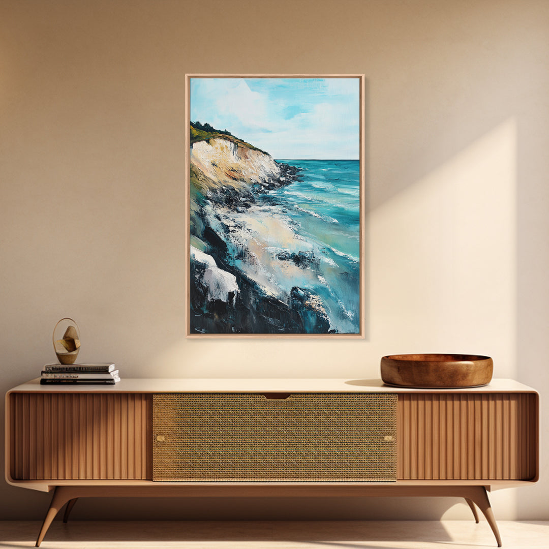 Cliffside View, Ocean Painting, Canvas Print, Coastal Wall Art, Nautical Decor, Seascape Art, Rustic Art, Gift Idea, Above Bed Art