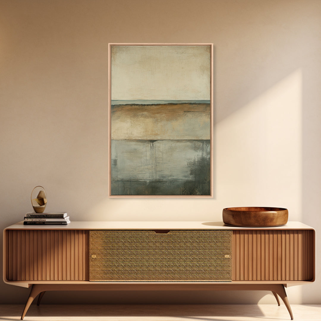Neutral Abstract Framed Canvas Print Modern Minimalist Wall Art, Earth Tone Painting, Contemporary Office Art, Scandinavian Home Decor