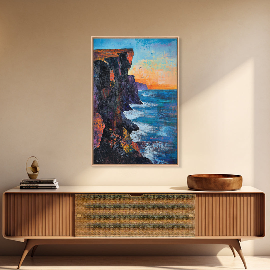 Cliffs of Moher, Ireland Painting, Coastal Landscape Art, Seascape Painting, Nautical Wall Art, Canvas Print, Gift Idea