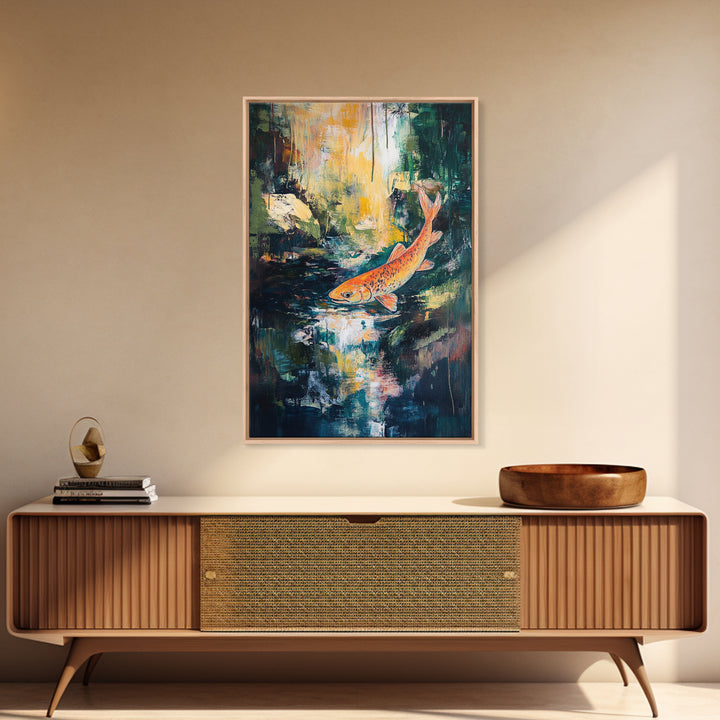 Abstract Koi Fish Painting Canvas Print Vibrant Water Art Modern Home Decor Zen Wall Art Office Nature Art Gift Meditation Artwork